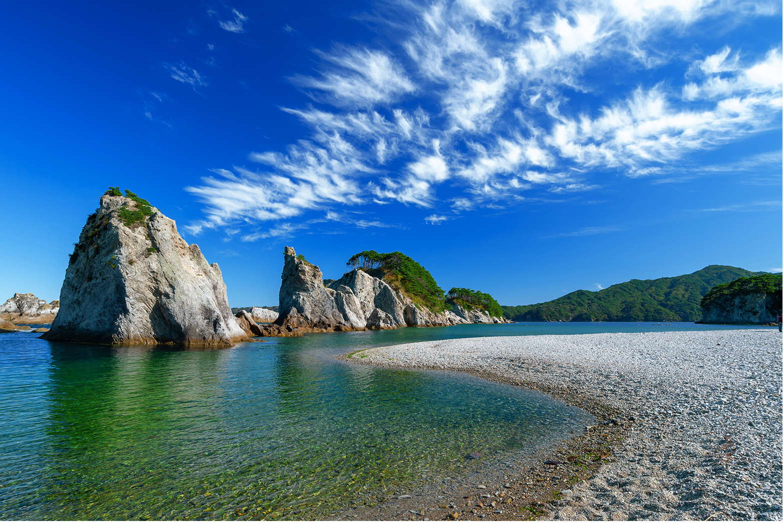 写真：晴れた日の浄土ヶ浜