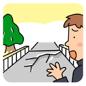 道路が壊れたイラスト