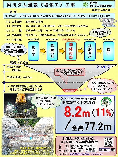平成29年6月末　簗川ダム建設工事　進捗状況資料