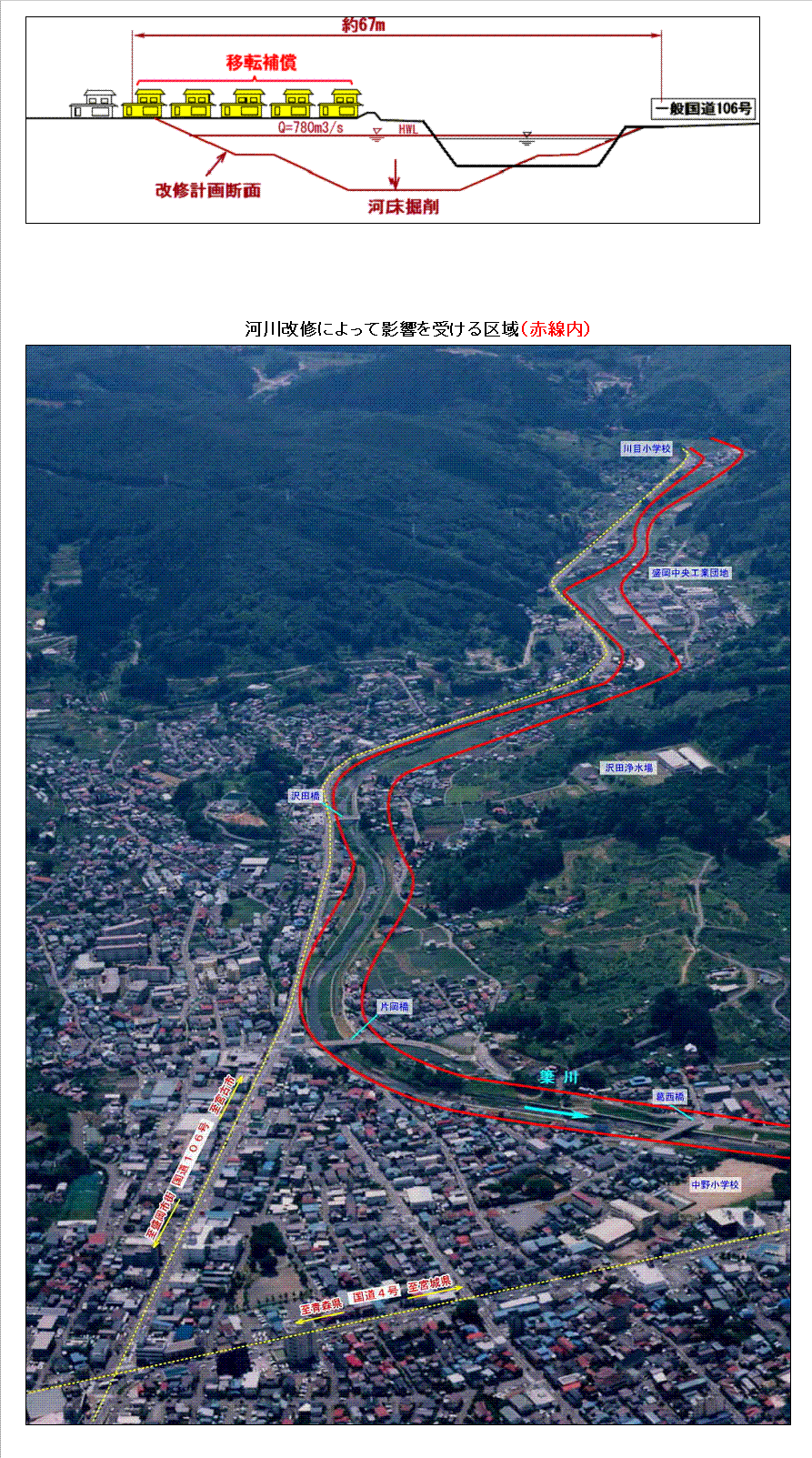 計画図と上空写真