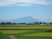 矢巾町土橋の長徳橋たもとから見る田圃と岩手山の景観