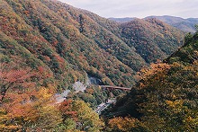 釜石市仙人峠から見る紅葉の景観