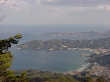 大槌町、山田町の鯨山山頂から見る三陸のリアス式海岸の景観