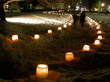 県営体育館から見る青山雪あかりの景観