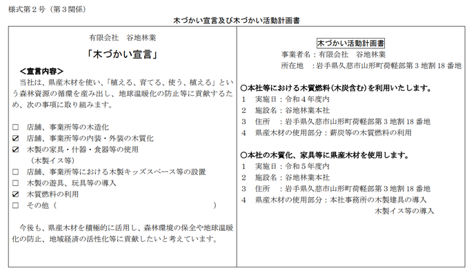 木づかい宣言・活動計画