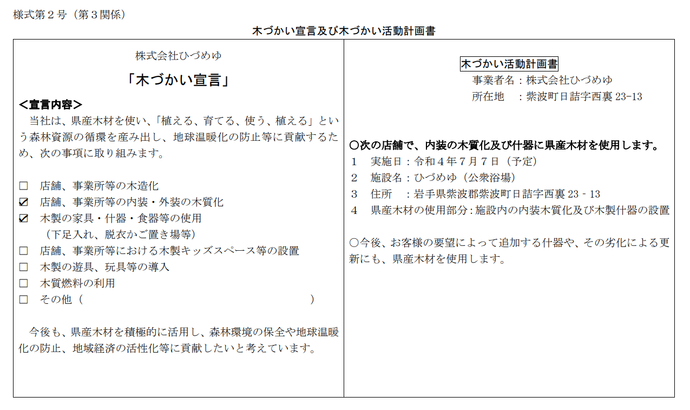 写真：木づかい宣言・活動計画