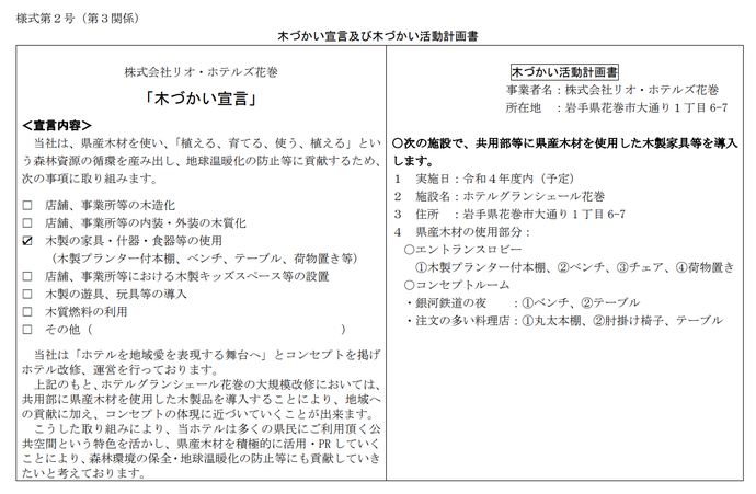 木づかい宣言・活動計画