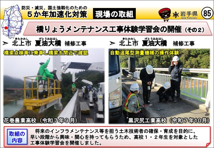 花巻市 立花跨線橋補修工事・西和賀町 大荒沢スノーシェッド補修工事