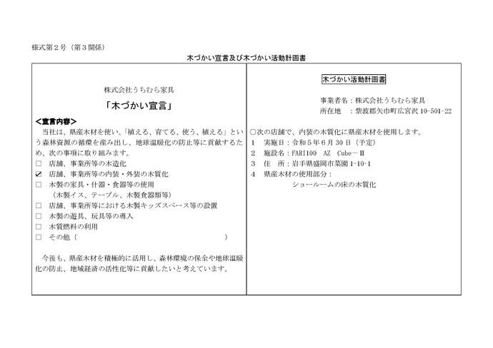 写真：木づかい宣言・活動計画