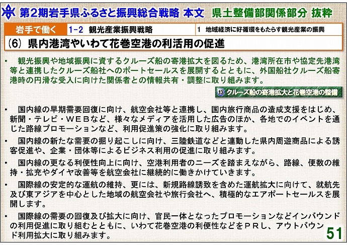 (6) 県内港湾やいわて花巻空港の利活用の促進