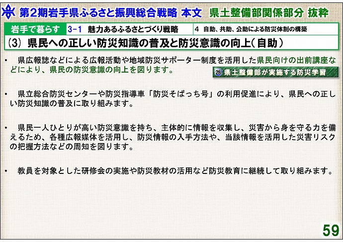 (3) 県民への正しい防災知識の普及と防災意識の向上（自助）