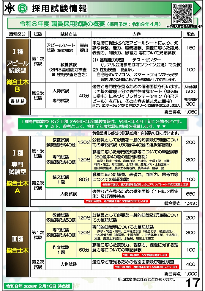 岩手県県土整備部 技術系職員募集ガイドブック【総合土木】17ページ