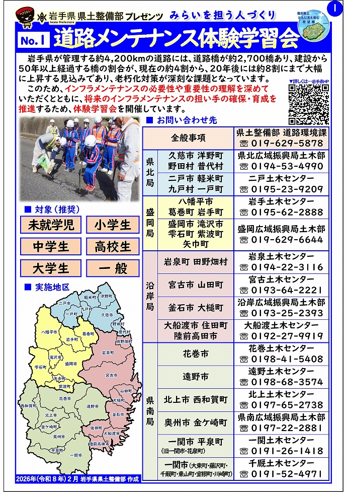 No.1　道路メンテナンス体験学習会