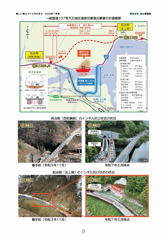 国道107号 大石トンネルが貫通！ …北上土木