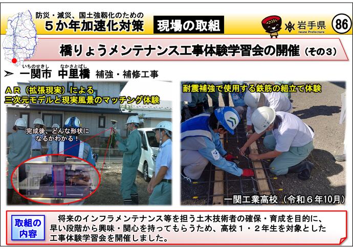 【令和7年10月9日掲載】岩手県内の5か年加速化対策の取組事例を紹介します!~一関市 中里橋
