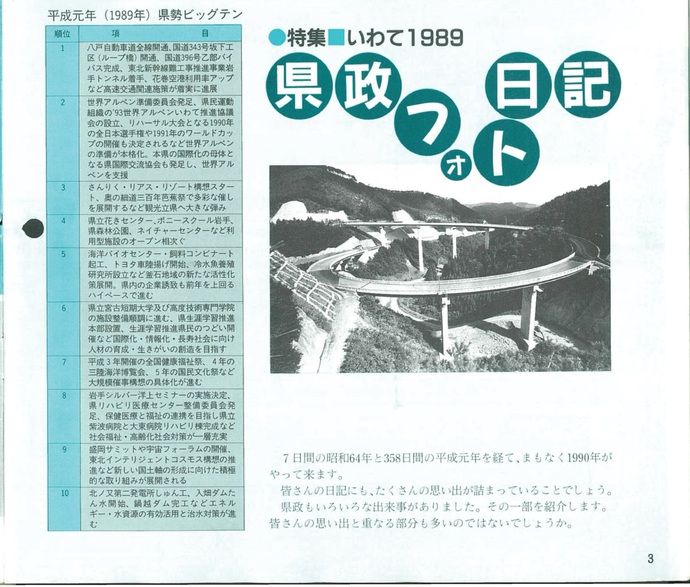 【令和7年7月29日掲載】資料で振り返る岩手県の社会資本整備の歴史！いわてグラフ1989年12月号 平成元年「1989年県政ビッグ・テン」
