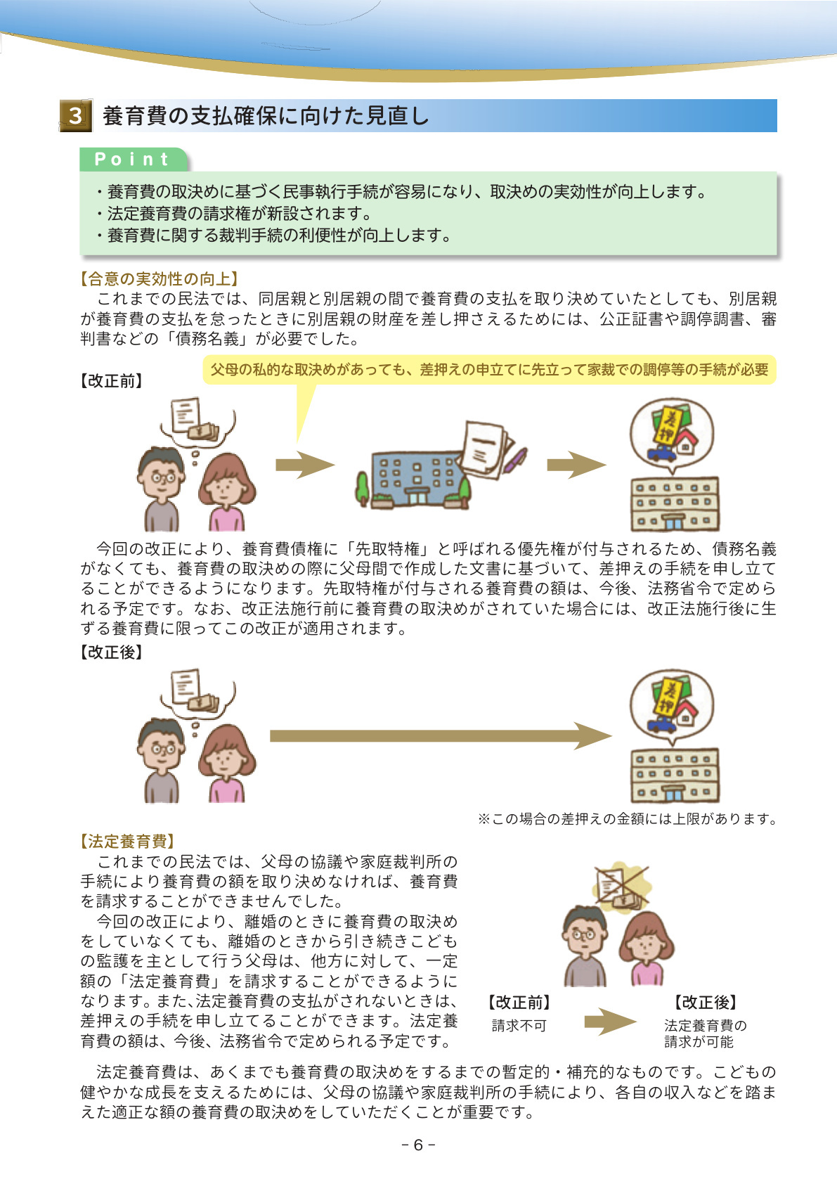 法務省作成パンフレット（～親権・養育費・親子交流などに関する民法等改正の解説）6ページ目
