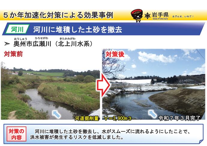 【令和7年10月30日掲載】岩手県内の河道掘削（河川の土砂撤去・浚渫）の事例を紹介します！～奥州市 広瀬川（北上川水系）