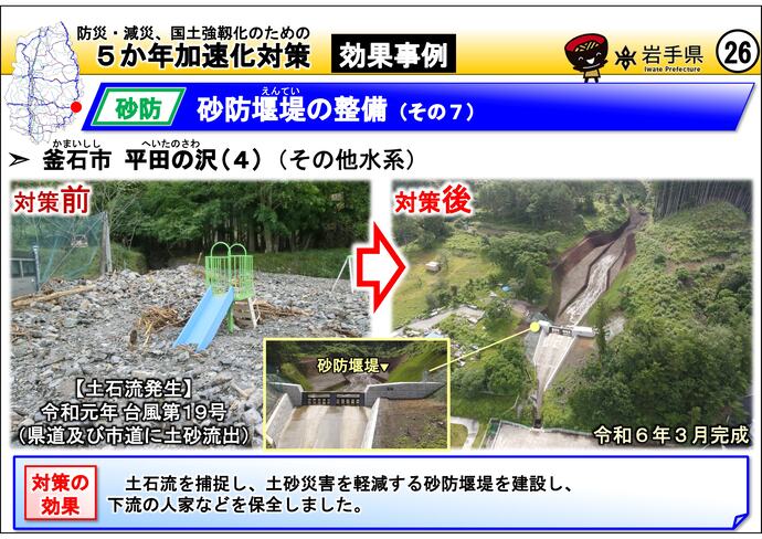 【令和7年10月15日掲載】岩手県内の5か年加速化対策の効果事例を紹介します!~釜石市 平田の沢(4)