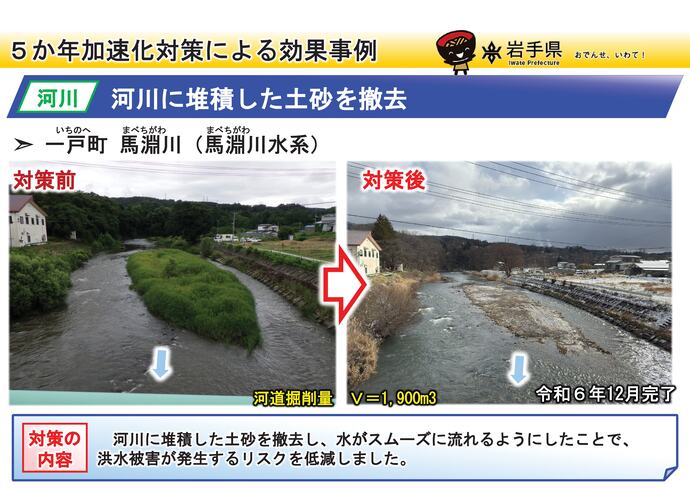 【令和7年11月7日掲載】岩手県内の河道掘削（河川の土砂撤去・浚渫）の事例を紹介します！～一戸町 馬淵川（馬淵川水系）