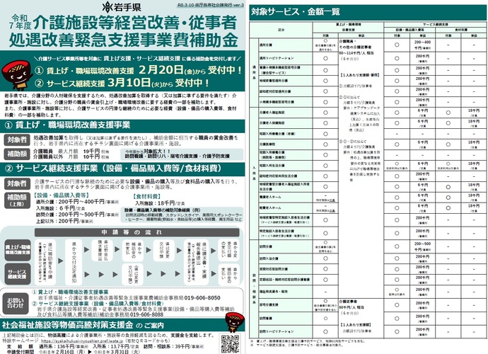 令和7年度介護施設等経営改善・従事者処遇改善緊急支援事業費補助金チラシ