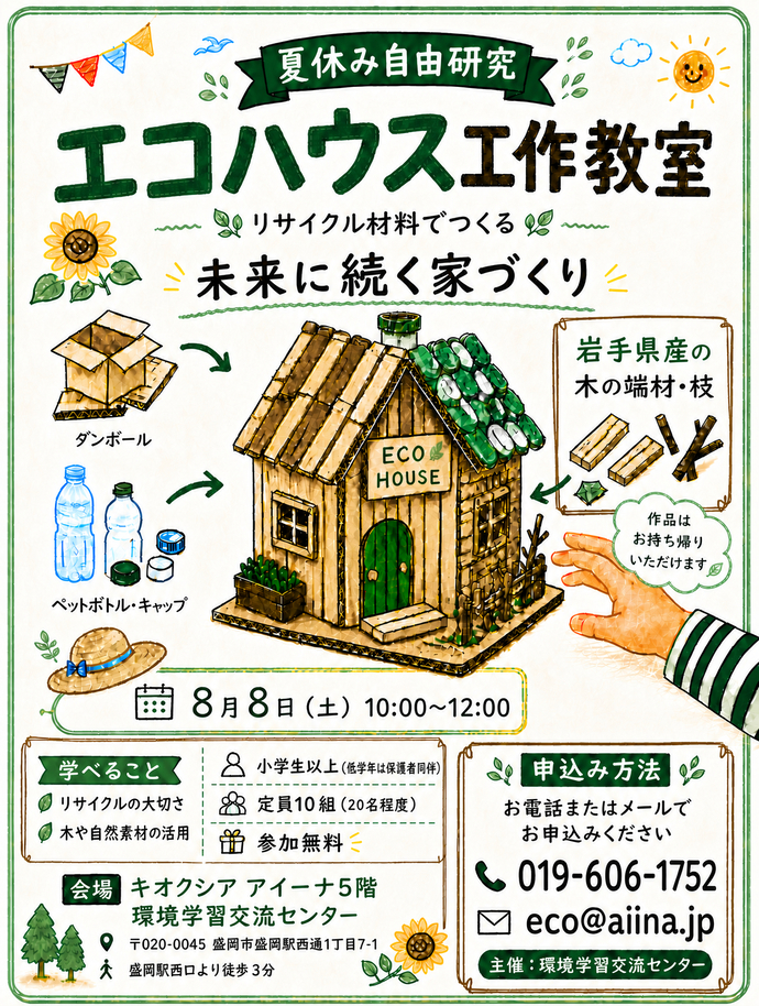 環境学習:リサイクル材料で作るエコハウス