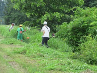 公園側の草刈り作業の様子の写真