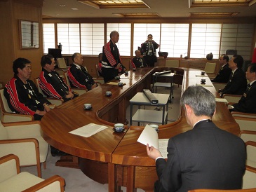 岩手県消防協会会長及び沿岸市町村消防団長表敬の写真