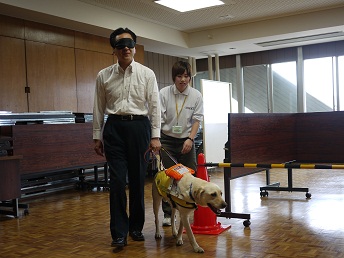盲導犬普及キャラバン表敬・体験歩行の写真