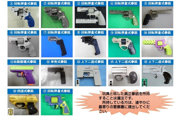 画像：把握している玩具と称した真正拳銃