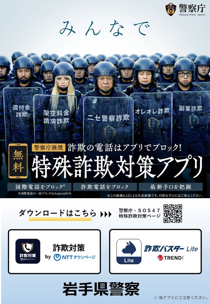 「特殊詐欺対策アプリ」の照会画像